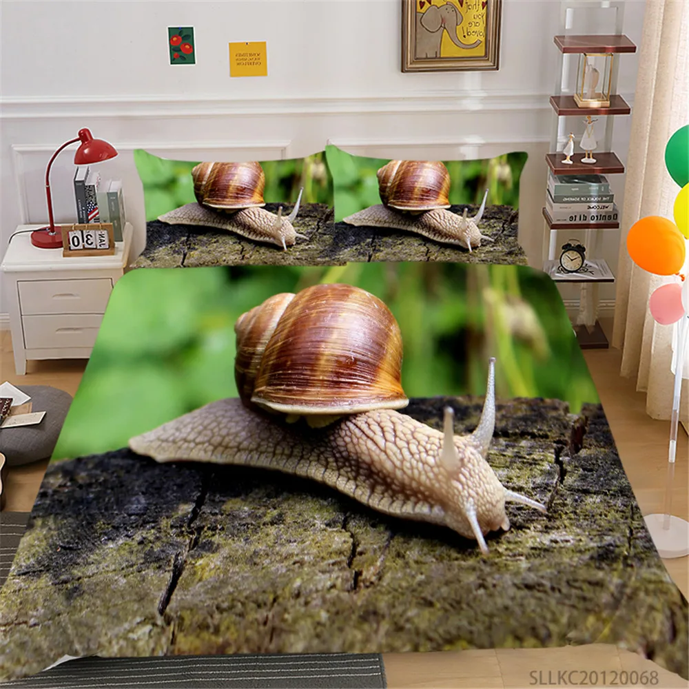 

3D Snail Duvet Cover Set Luxury Bedding Set Insect Print Mantis Mosquito Caterpillar Bed Set Pillowcase Bedroom Decoration