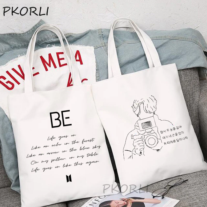 Сумка тоут Life Go on BE большая холщовая Корейская сумка шоппер на плечо Модная Эко