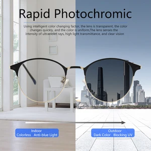 Photochromic Anti Blue Light Glasses Men Women Round Optical Eyewear Frame Computer Glasses Polarize in USA (United States)