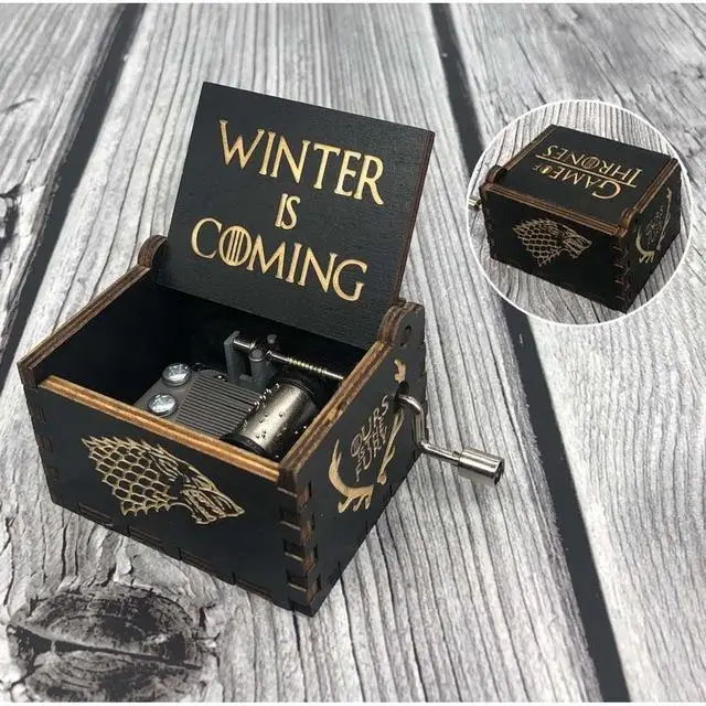 black Game Of Throne Деревянная музыкальная шкатулка Симпсоны, ручная Игра престолов, Звездные войны, Imagine John queen, музыкальная шкатулка, Рождественский подарок - Цвет: black Game Of Throne