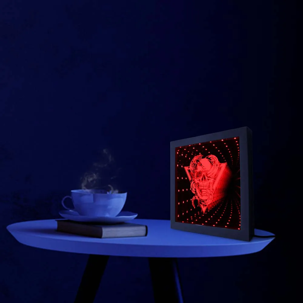 Анимированный неоновый светильник в виде черепа с погремушкой мезмирующая