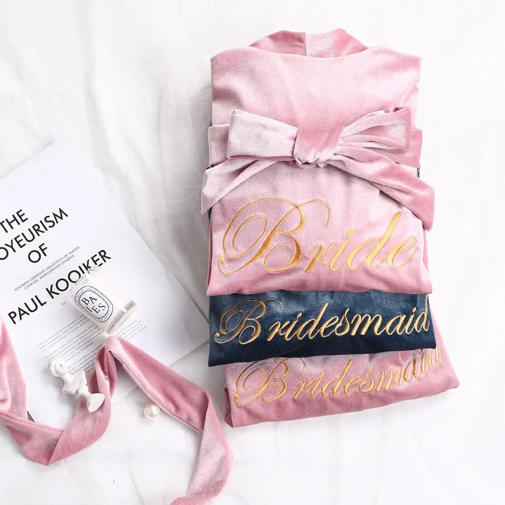 Женская бархатная ночная рубашка красная для невесты и подружки Свадебный