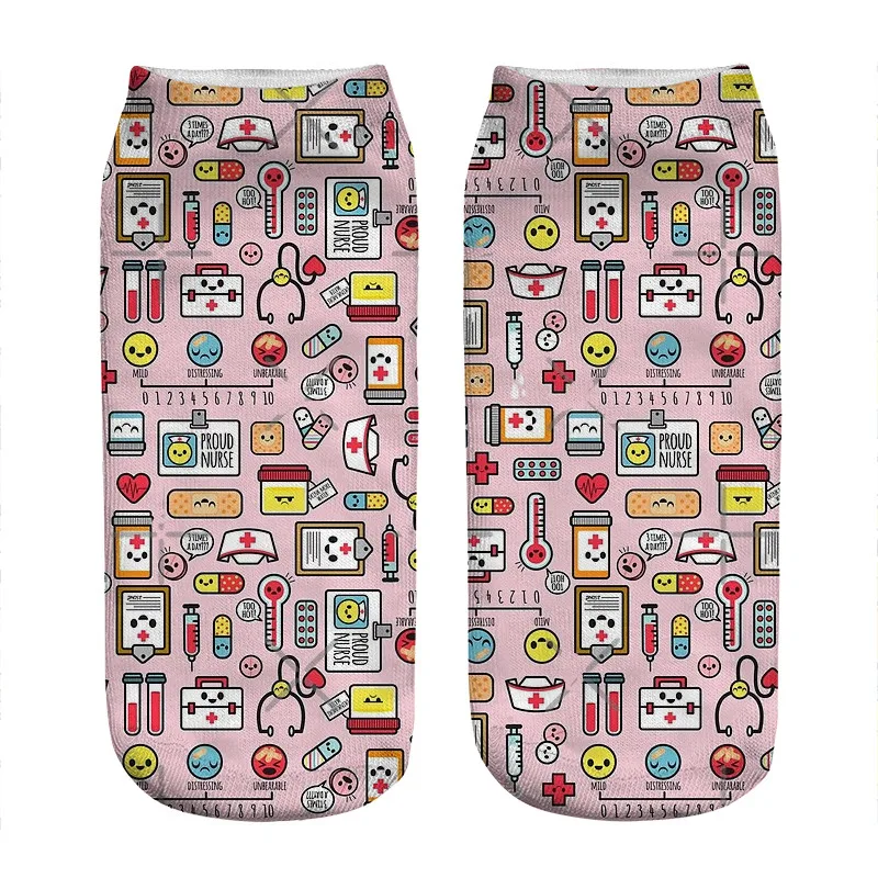 

Женские носки kawaii Proud To Be a медсестра розовые носки с принтом женщины Харадзюку Веселые Смешные новые милые подарочные носки для девочек для ...