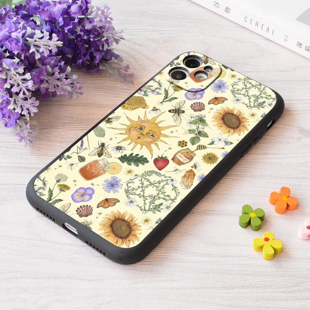 

For iPhone Litha Pattern Yellow Print Soft Matt Apple Case