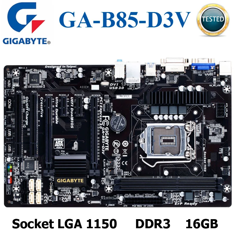 Socket LGA 1150 Gigabyte материнская плата B85 D3V DDR3 16GB Intel оригинальная для настольных ПК SATA