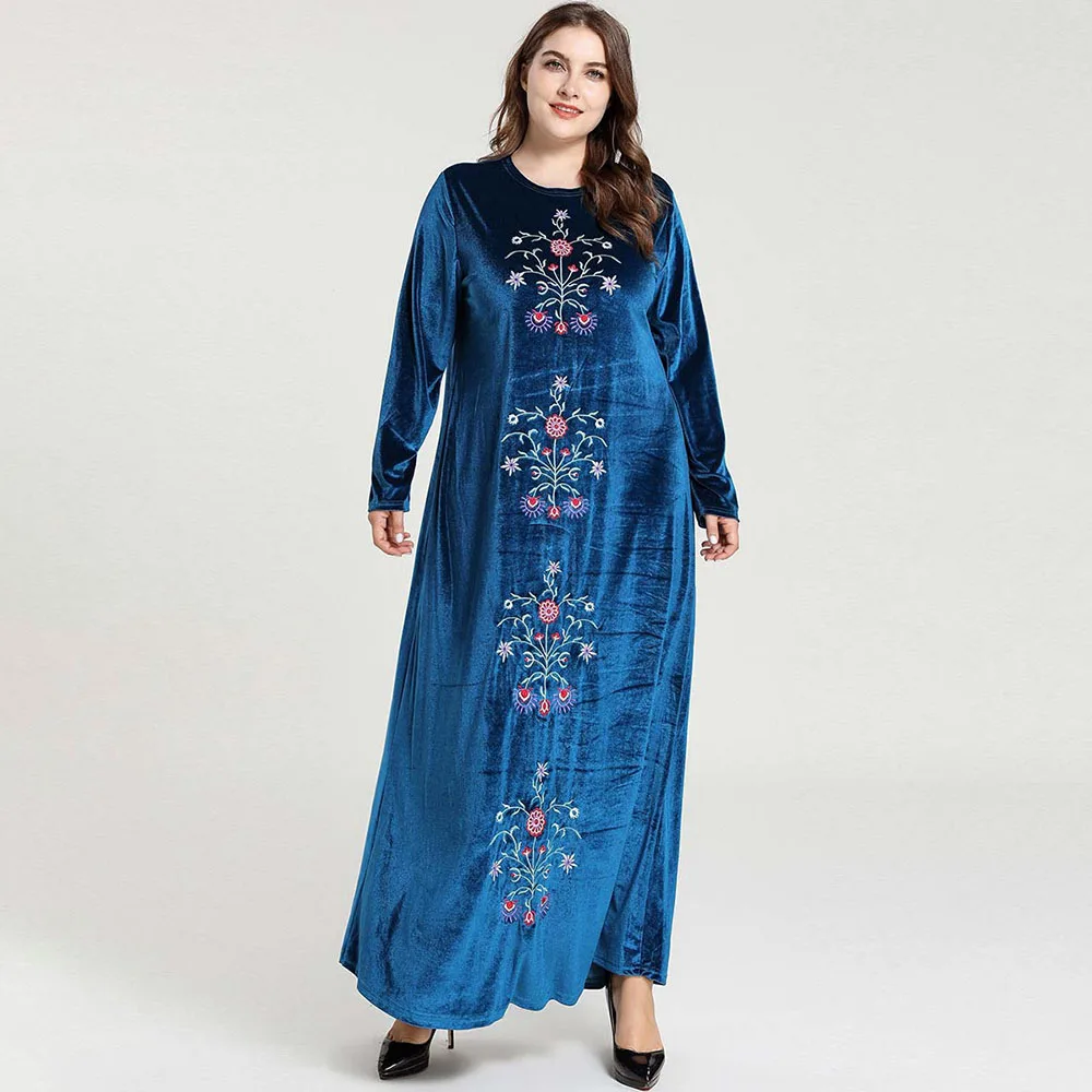 Зимние платья бархатные Дубай абайя кимоно мусульманское длинное платье кафтан s