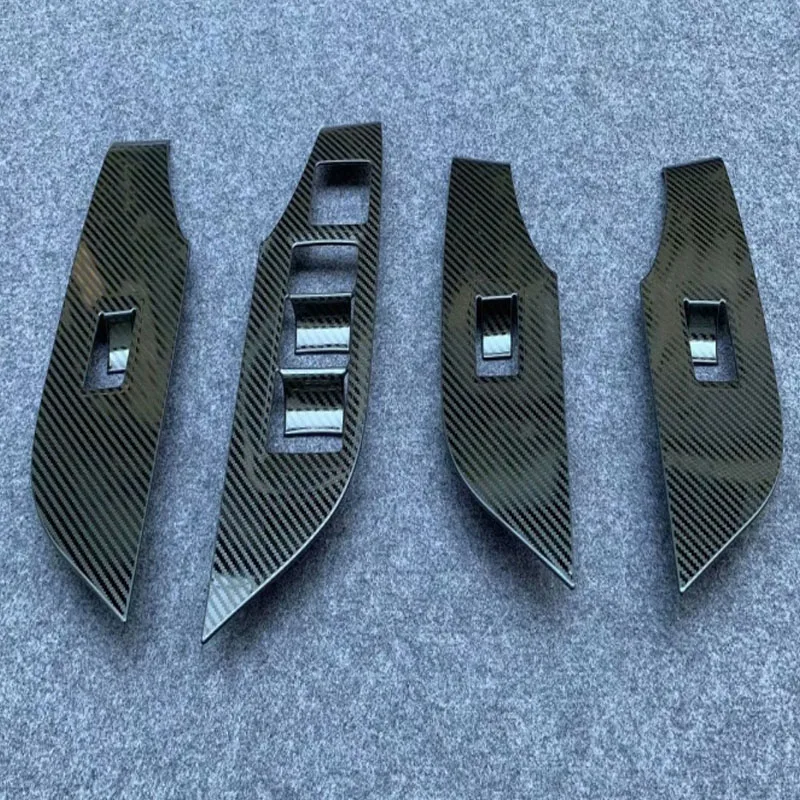 

ABS Carbon Fiber Door Window Glass Panel Armrest Lift Switch Button Cover Trim Car Accessories For Toyota RAV4 RAV 4 2019 2020