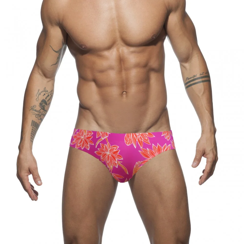 2021 Sexy Briefs Swimming Trunks Printing Bathing Suit Men Brand Surf Summer Beach Sports Pants Push-up Men Swimwear