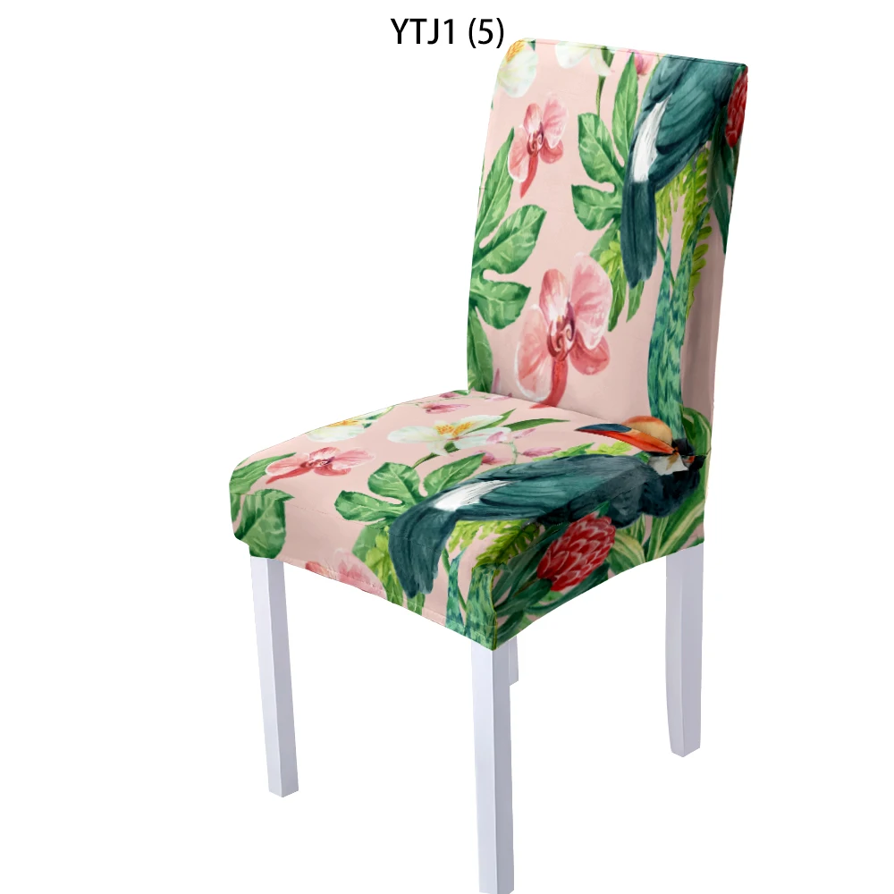 Green Plants Elastic Chair Covers Material Chaise Removable Seat Cover 1/2/4/6Pcs Stretch Dinner Room Anti-Dirty Kitchen | Дом и сад