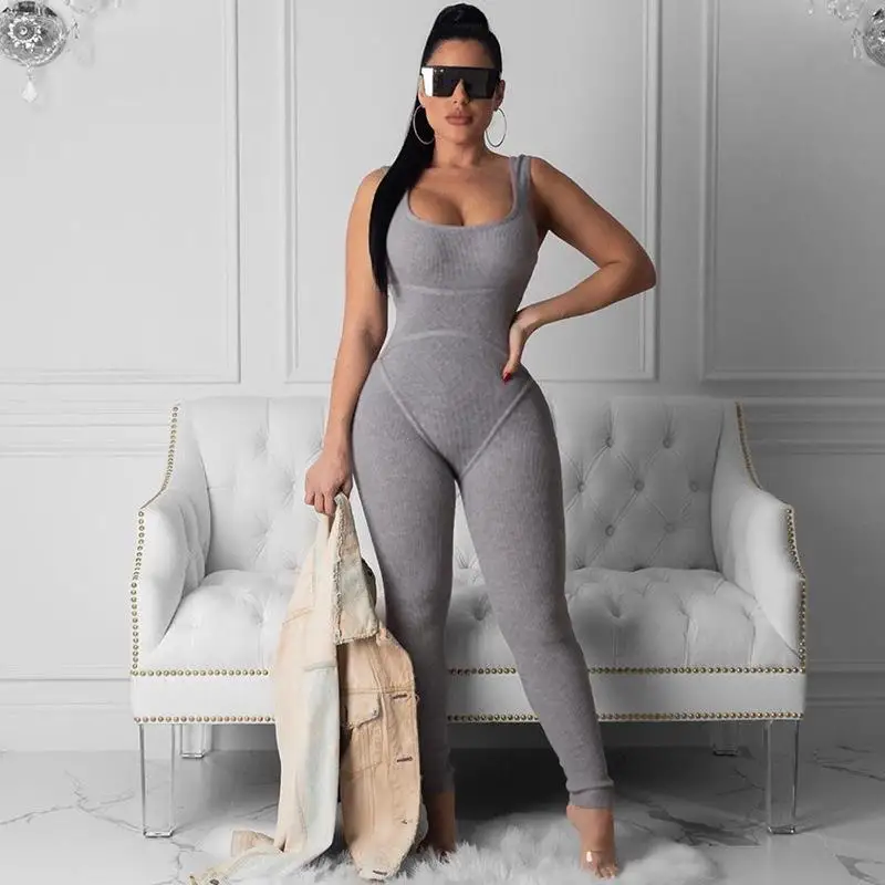 

Slim Dance Costume Women Sexy Knit Bodysuit Pole Dance Clothing Sleeveless Fitness Jumpsuit Night Club Dj Rave Outfit DCC333