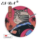 Виниловые наклейки с изображением кошки-ниндзя ретро-наклейки, водонепроницаемые, для ноутбука с самураем, матовые, для окон, стен, шлема, моторной бутылки