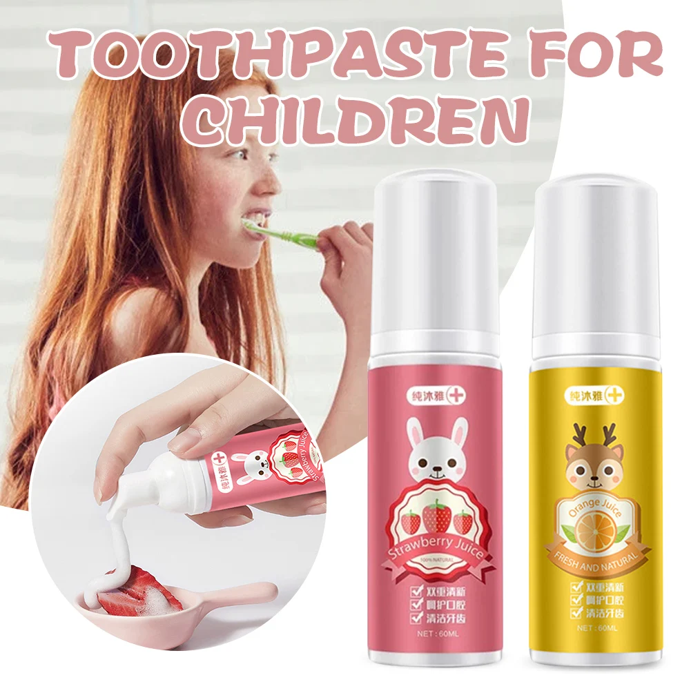 

Kids Foam Toothpaste Natural Formula Strawberry/Orange Flavor Foam Toothpaste Dental Care Oral Cleaning Tooth Care Tool