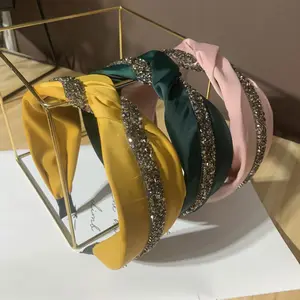 Горячая Ins ширина повязки для волос для девочек универсальные крестики для волос стразы женские головные уборы узел твердые ткани повязки для волос парикмахерские