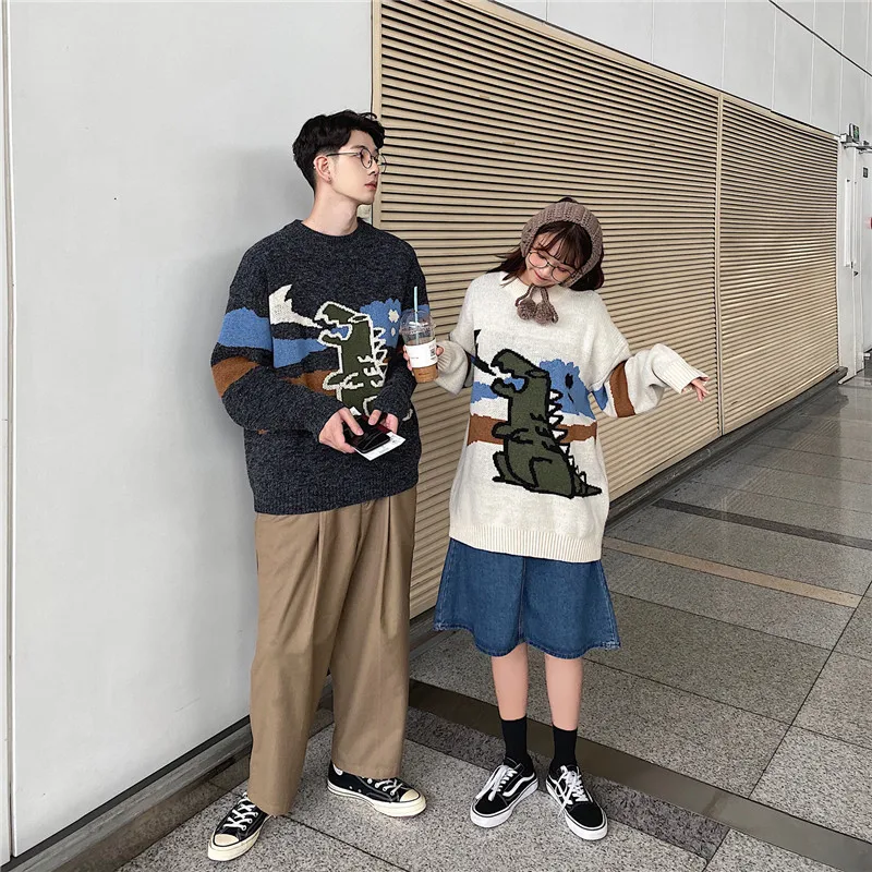 19 зима Новый Забавный динозавр креативный жаккардовый Повседневный парный