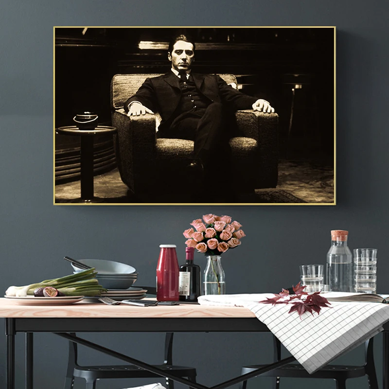 

Godfather Al Pacino Vintage Movie Wall Posters And Prints Black Black And White Godfather Canvas Art Paintings For Living Room
