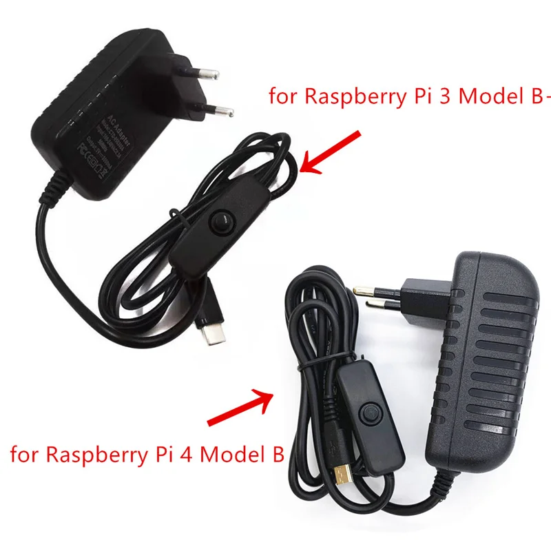 Для Raspberry pi 4 DC 5 V 3A кнопка переключения питания адаптер Micro USB порт в вольт для