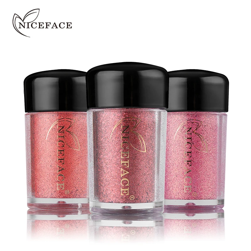 NICEFACE тени для век макияжа Сияющие свободная пудра алмазные блестящие мерцающие с