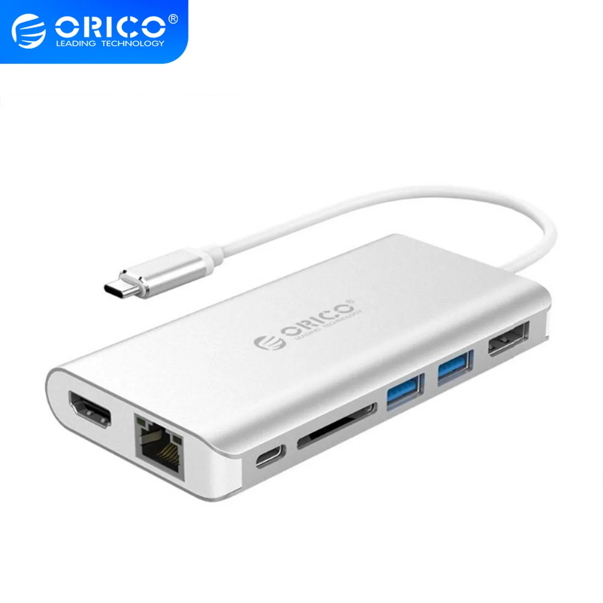 ORICO 7 в 1 USB C концентратор для USB3.0 HDMI Displayport RJ45 SD адаптер с зарядными портами Type Samsung