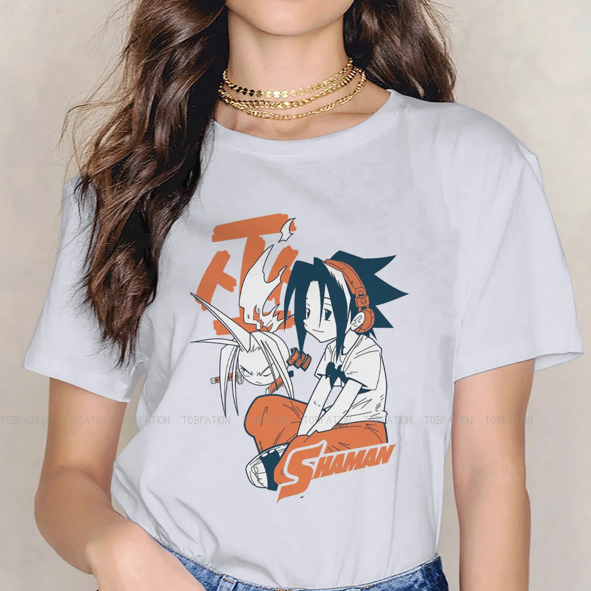 

Yoh Women's TShirt Shaman King Yoh Asakura Anna Anime Girls Basic Tops Cotton Female T Shirt 4XL Funny Hipster Gift