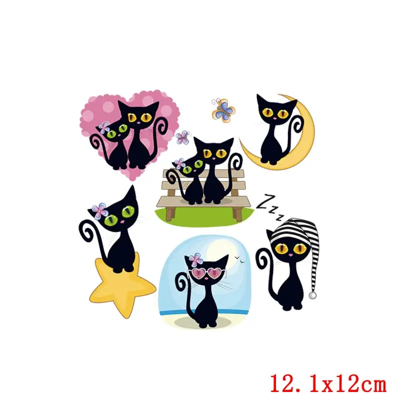 

Lovely Cat Iron On Patches For Clothing Stripes Heat Transfer Patch Ironing Applications DIY Thermo Stickers Animal Applique