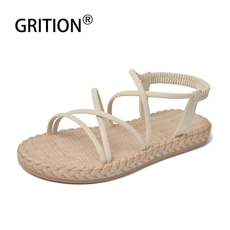 Сандалии GRITION женские с перекрестной шнуровкой повседневные босоножки на