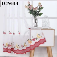 tongdi kitchen curtains pastoral fruit cafe beautiful embroidery tulle country decor decoration for window kitchen dining room