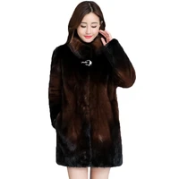 2020 new fashion high quality mink fur coat women winter plus size thick warm faux fur jacket female long fur outerwear a3266