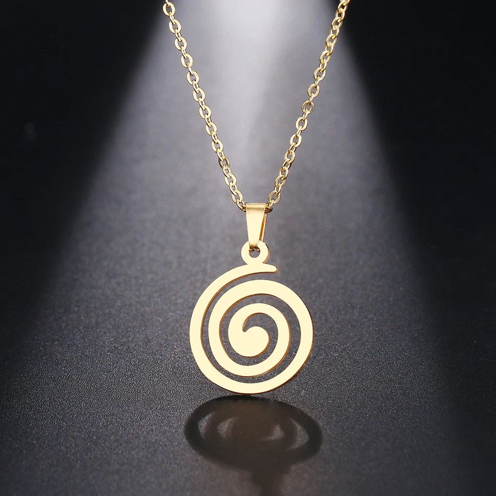 

2021 Stainless Steel Thread Vortex Ring Necklace For Women Man Surrounding Circle Choker Pendant Classic Design Necklace Jewelry