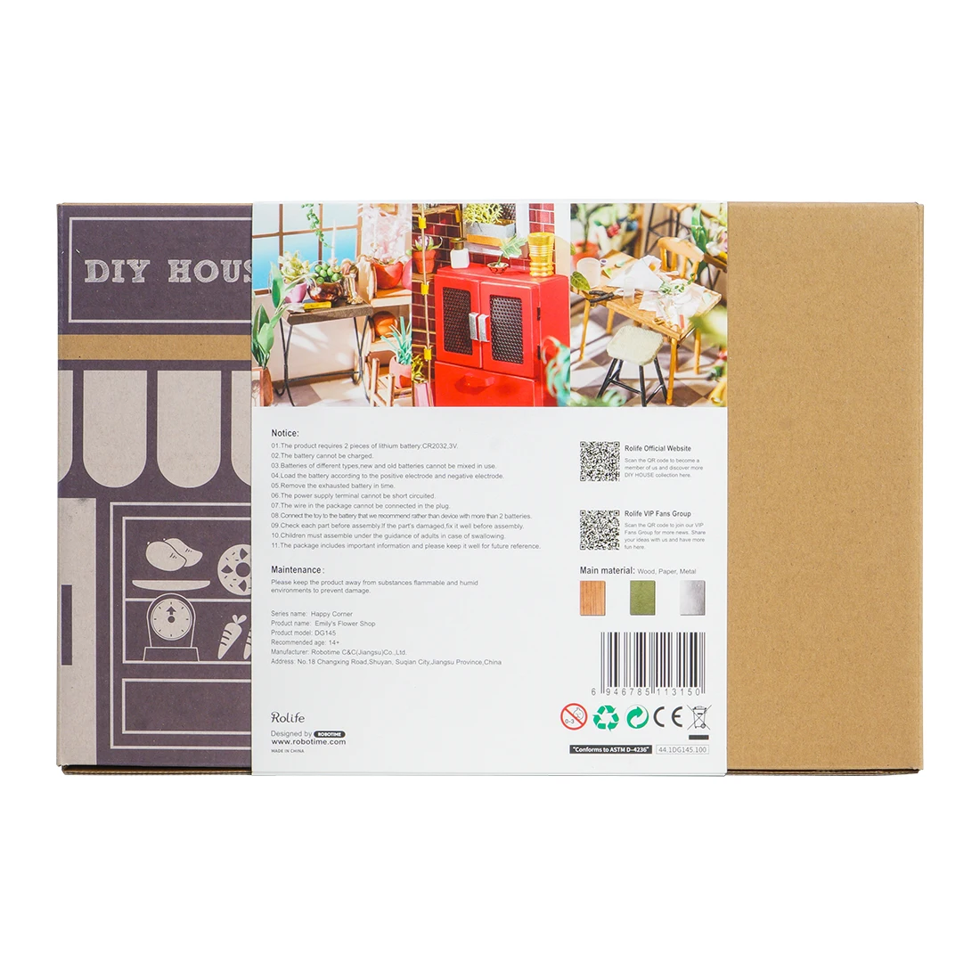 

Emily'S Flower Shop DIY 3D Wooden Miniature Dollhouse Puzzle Model Kit With LED Assembly Toys Kids Educational Toy Gift