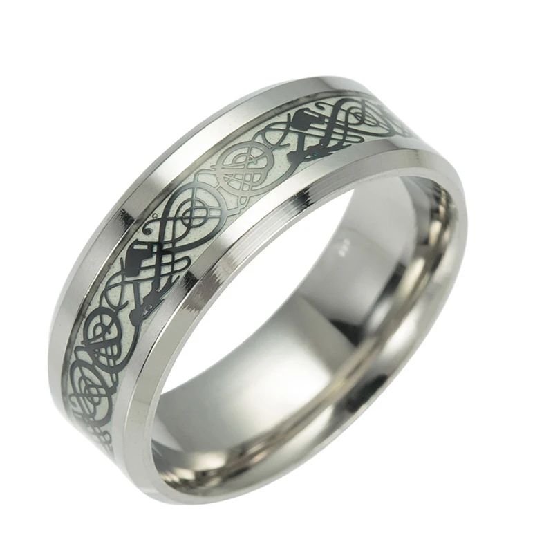 Мужские флуоресцентные кольца черные резные дизайнерские с инкрустацией