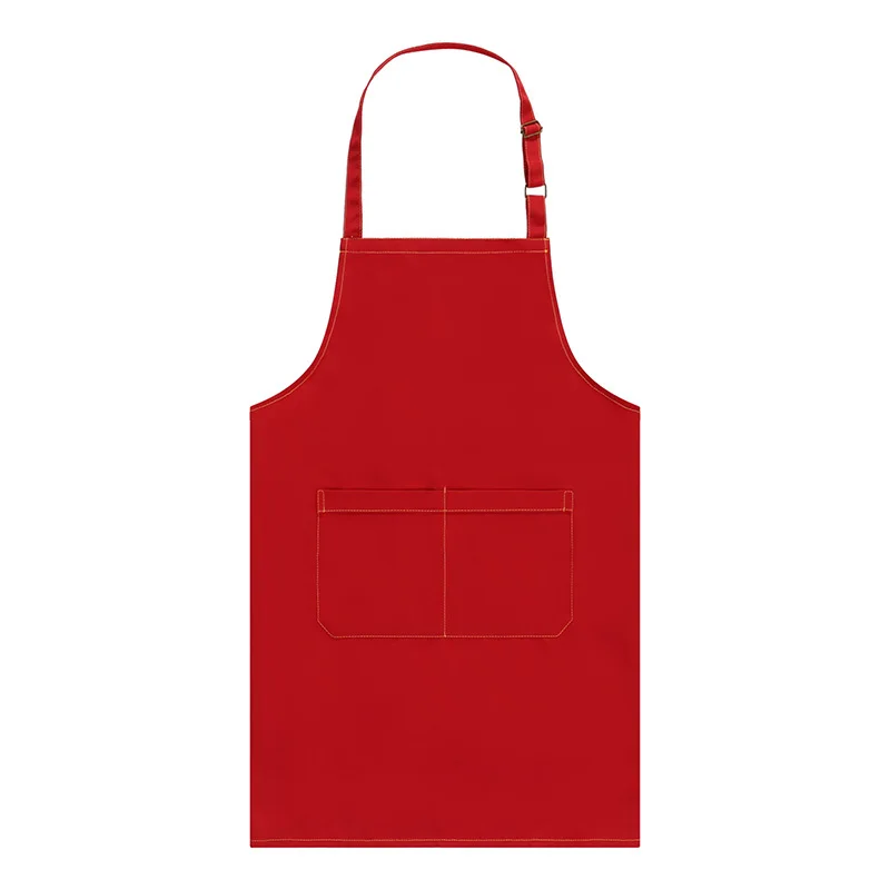 

Double pocket waterproof apron polyester cotton canvas copper buckle adjustable coffee shop work apron men's and women's print