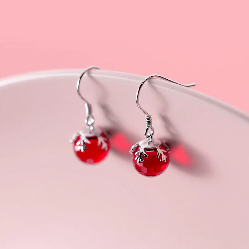 100% Стерлинговое Серебро 925 пробы винтажные снежинки красные Кристальные