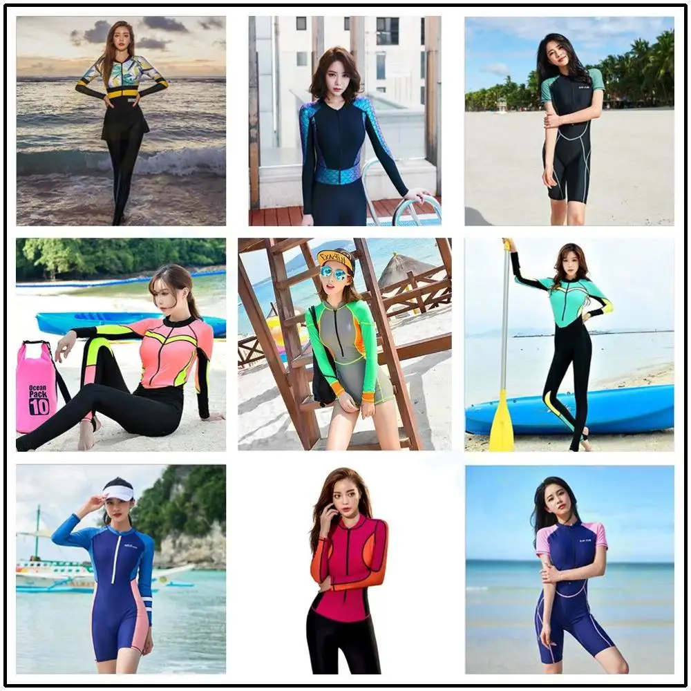 

women Long Wetsuit Surfing suit body coverage swimsuit lady bathing suit swimming costume water sports Diving Clothes rash guard