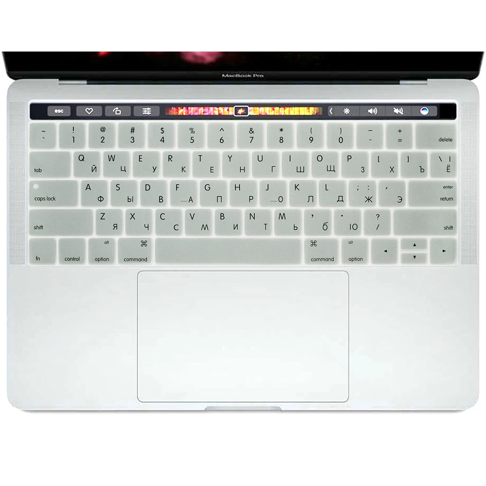 Metallic Silver HRH прочный США Русский силиконовый чехол для клавиатуры для MacBook Pro 1" A1706 A2159 A1989 Pro 15" A1707 A1990 с сенсорной панелью - Цвет: Metallic Silver