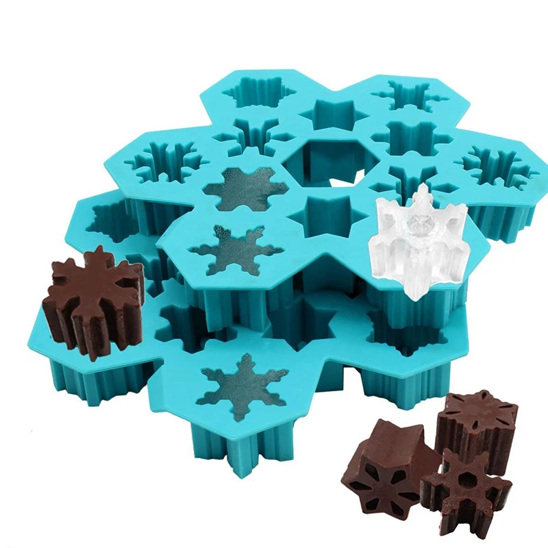 

12 Holes Food Grade Silicone DIY Snowflake Ice Cube Tray Chocolate 3D Mould Cookie Biscuit Cake Fondant Mold 17.5*15*2.3cm