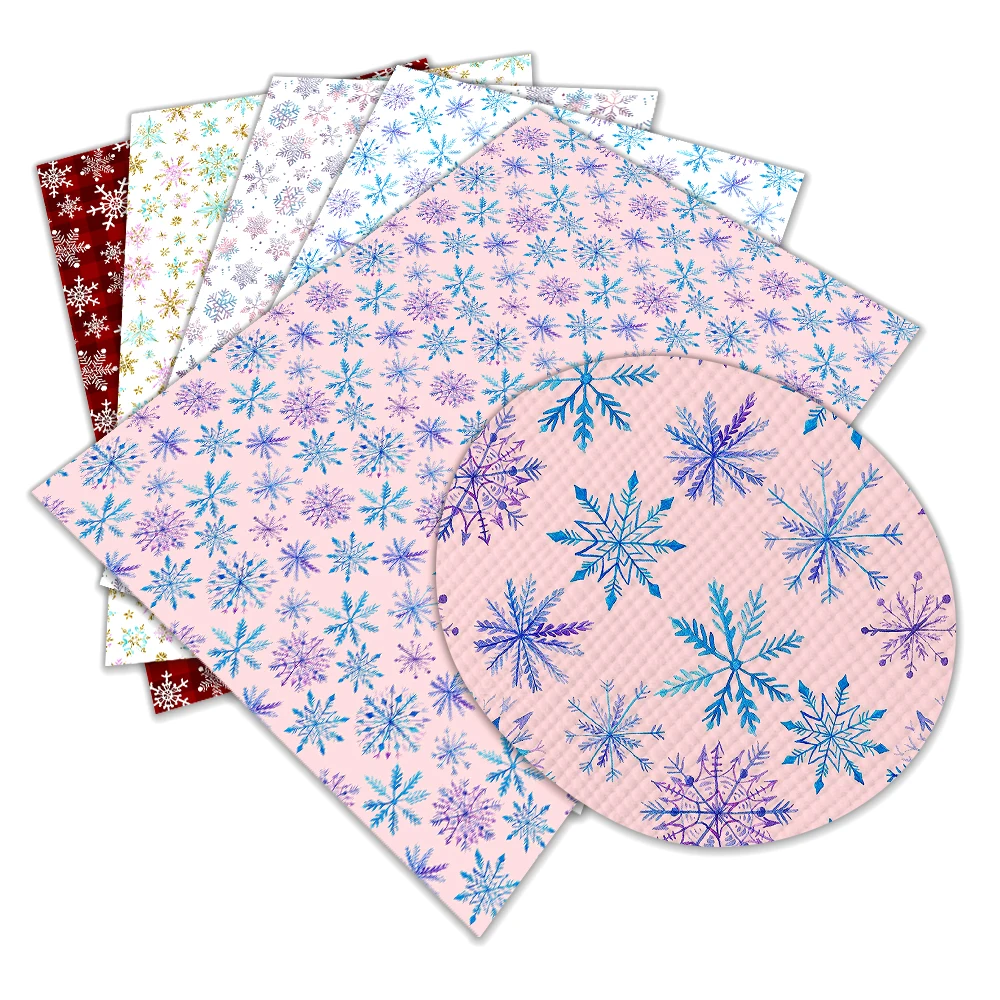 Искусственная кожа с принтом снега, 30x136 см