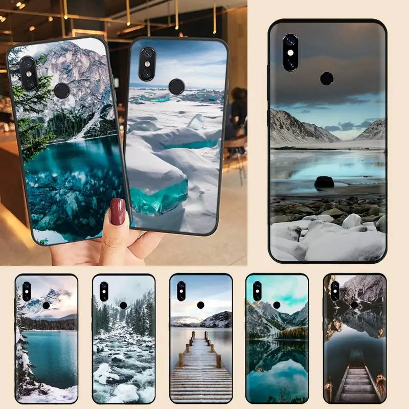 

Natural scenery lake Snow mountain Phone Case For Xiaomi Redmi note 7 8 9 11 t s 10 A pro lite funda shell coque cover