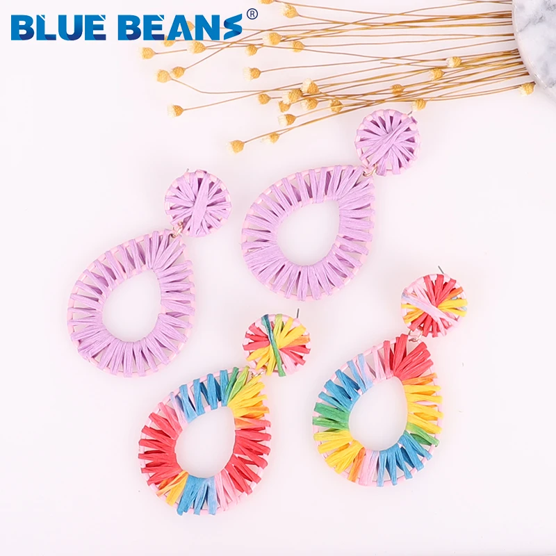 Серьги ручной работы с плетением Lafite геометрические ювелирные изделия радужная