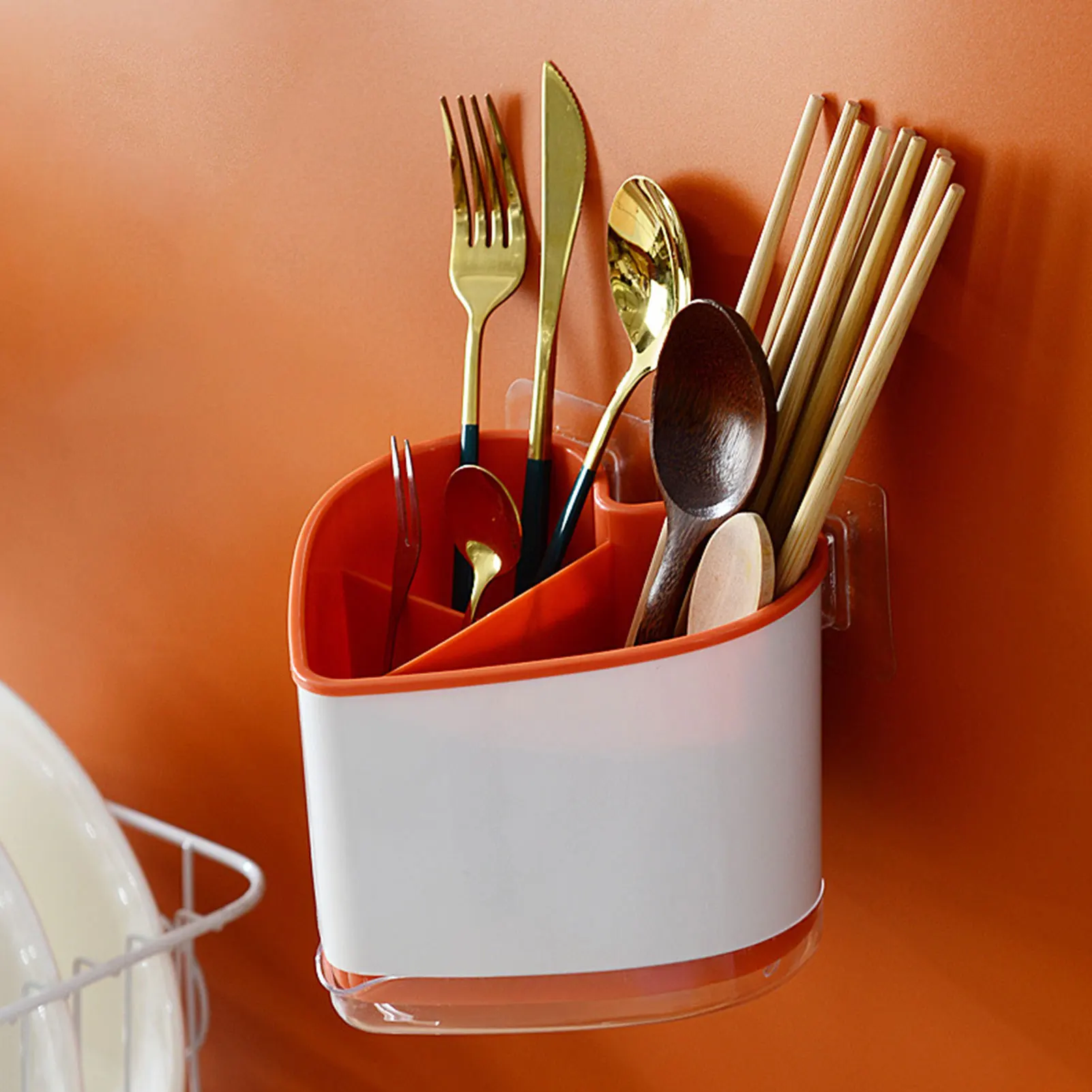 

Chopsticks Cage Kitchen Multifunctional Drainage and Mildew-proof Wall-mounted Storage Rack Storage Box Free of Perforation