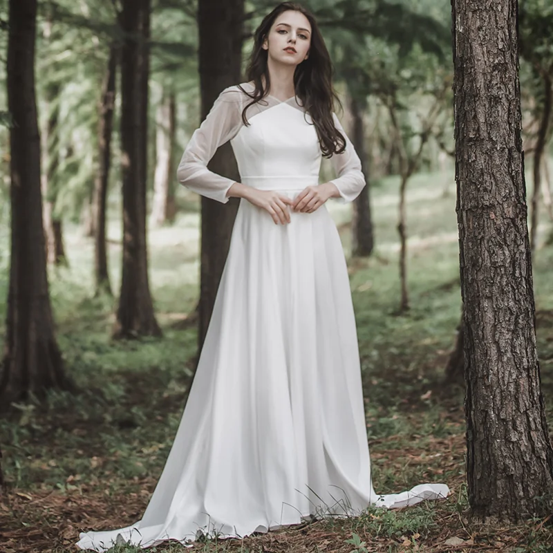 Элегантные Свадебные платья Длинные королевские Abby А силуэт v образный вырез с