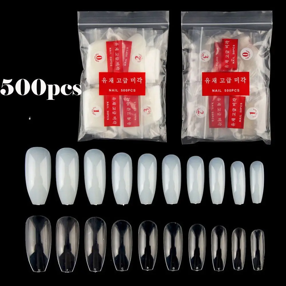 Накладные ногти 500 шт./пакет естественные белые прозрачные для французского