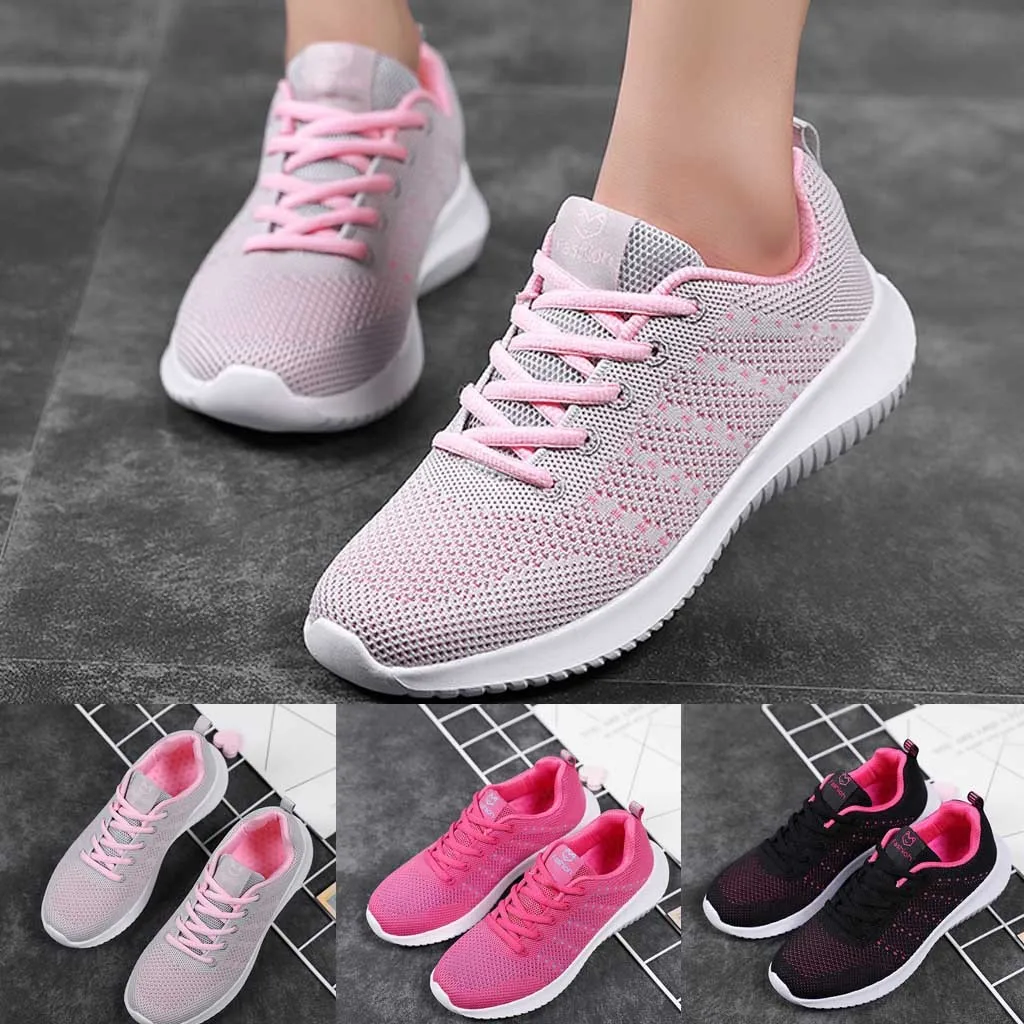 Женская повседневная обувь модная дышащая прогулочная сетчатая со шнуровкой