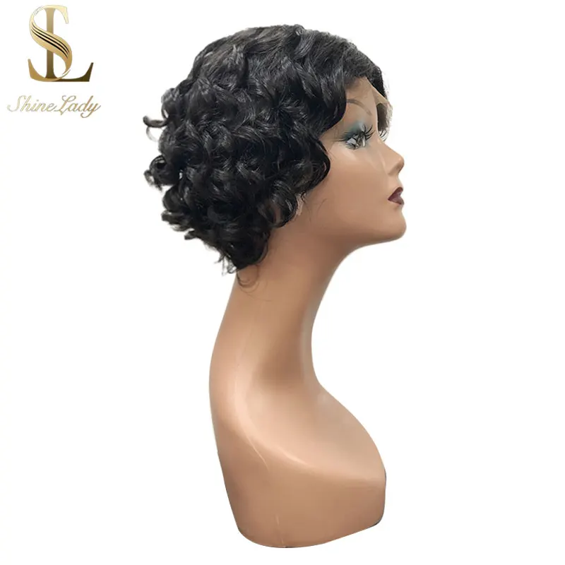 

Shinelady short lace wigs human hair on sale loose water wave wig natural color remy hair 10 inch short human hair lace wigs