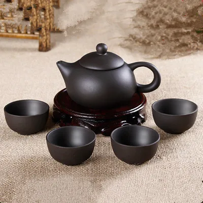 

5 шт. чайный набор кунг-фу [1 чайник + 4 чашки в комплекте] 150 мл китайские Xi Shi фарфоровые чайные наборы керамический чайник из исинской фиолето...