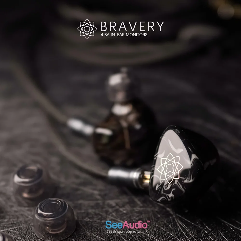 Наушники SeeAudio Bravery ACG популярные Hi-Fi наушники-вкладыши 4BA IEM наушники с кабелем 6N OCC