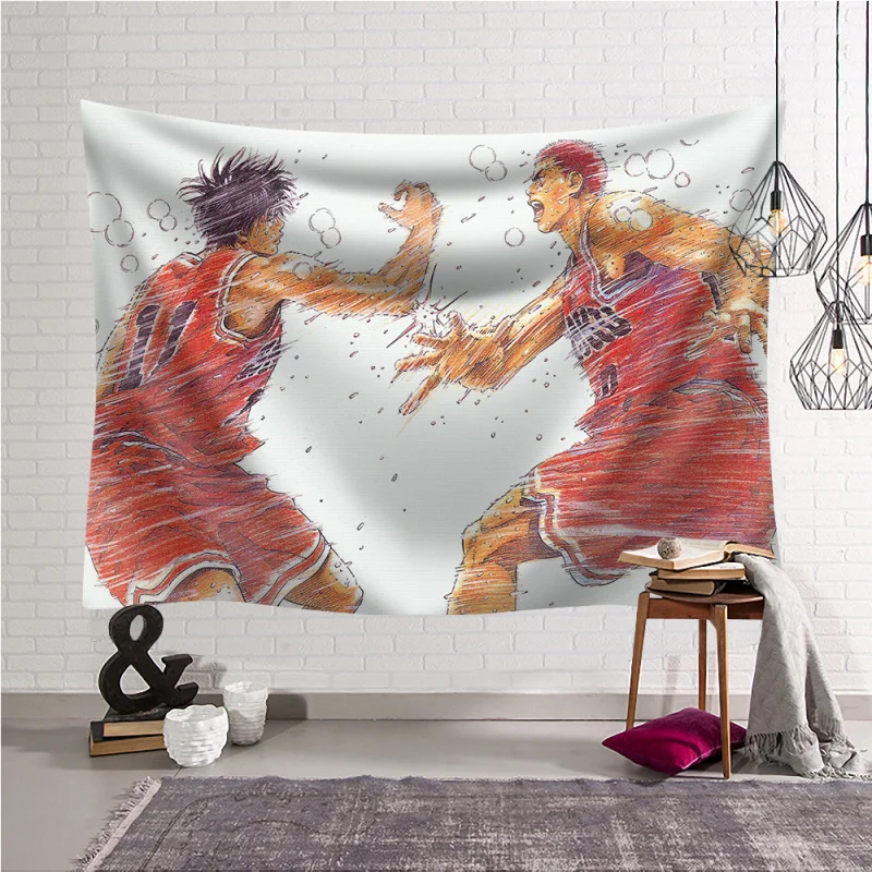 

Slam Dunk Japanese Anime Tapestry Beach Towel Yoga Mat Basketball Cartoon Large Wall Tapestry Polyester Blanket Boho Room Decor