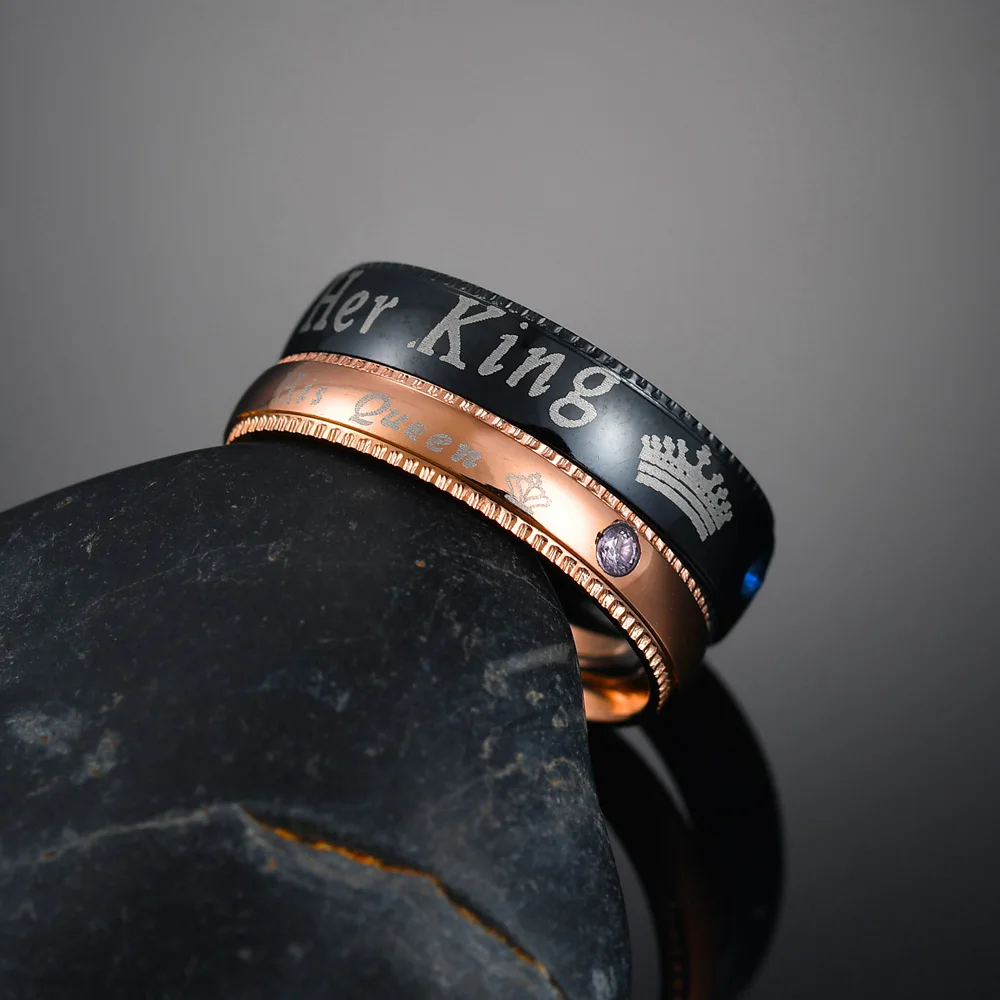 Кольцо обручальное из нержавеющей стали для женщин и мужчин с надписью Promise Her King