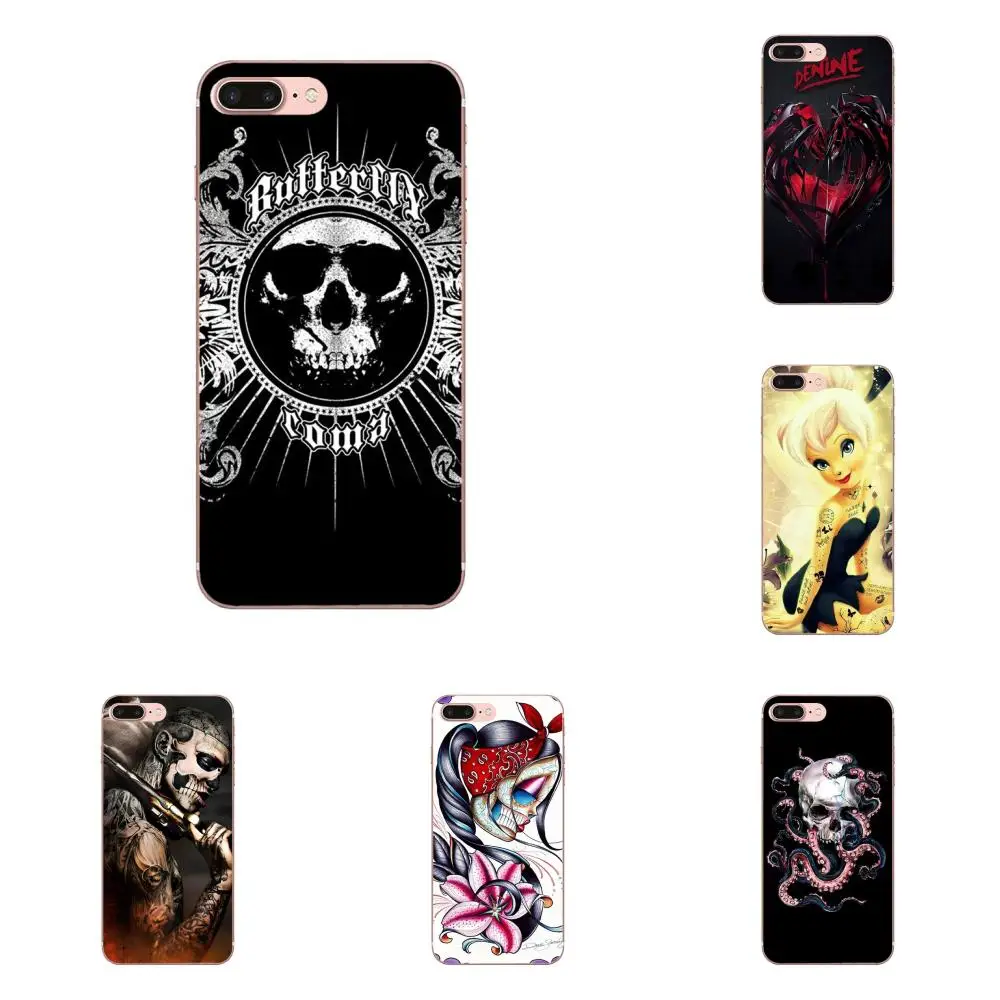 Готический череп тату ТПУ сотовый Чехол для телефона Apple iPhone 4 4S 5 5C 5S SE 6 6S 7 8 11 Plus Pro X