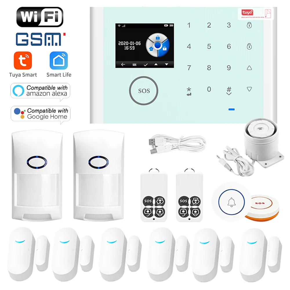 

WiFi+GSM+GPRS 3 IN 1 Network Intelligent Home Alarm System Tuya APP Remote Control 433MHz Home Secure Door Bell Smart Alerto