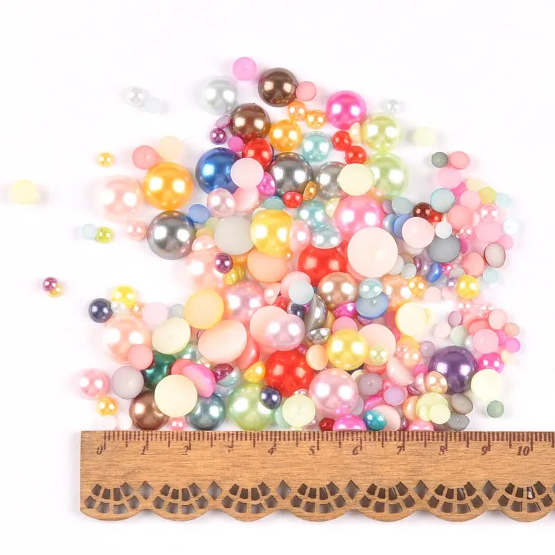 Полукруглые жемчужные бусины 12 цветов разных плоские Кабошоны украшения для
